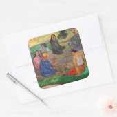Paul Gauguin - Het gesprek / Les Parau Parau Vierkante Sticker (Envelop)