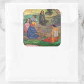 Paul Gauguin - Het gesprek / Les Parau Parau Vierkante Sticker (Tas)
