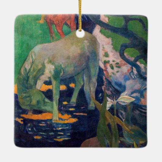 Paul Gauguin - Het witte paard Keramisch Ornament (Achterkant)