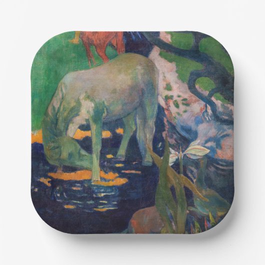 Paul Gauguin - Het witte paard Papieren Bordje (Voorkant)