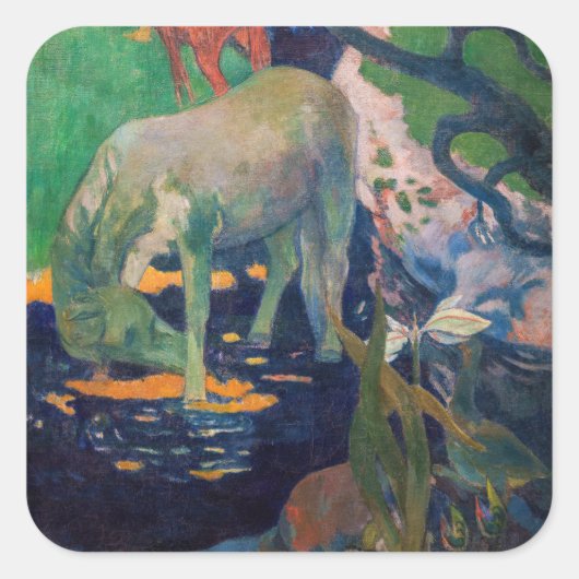 Paul Gauguin - Het witte paard Vierkante Sticker (Voorkant)