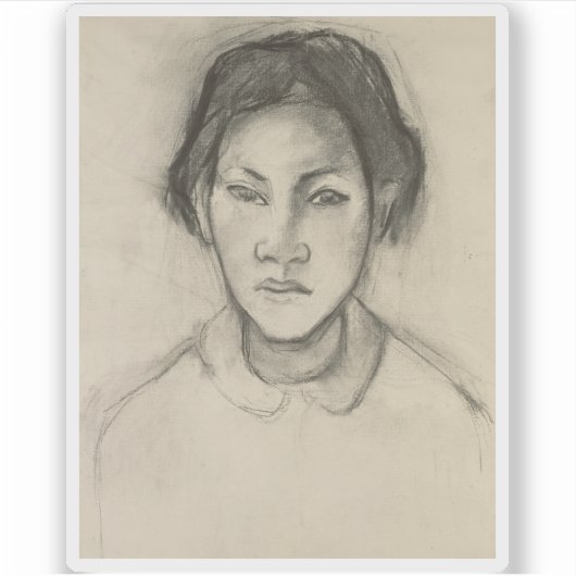 Paul Gauguin - Hoofd van een Tahitiaanse vrouw Sticker (Voorkant)
