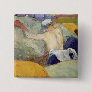 Paul Gauguin In de hitte of de varkens 1888 Vierkante Button 5,1 Cm