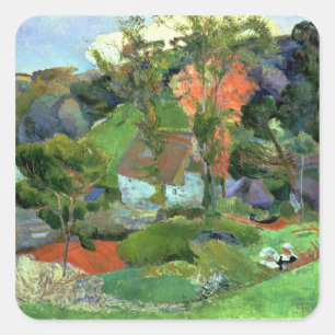 Paul Gauguin   Landschap in Pont Aven, 1888 Vierkante Sticker