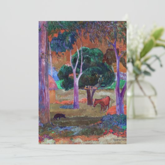 Paul Gauguin - Landschap met een Pig en een Paard Bedankkaart (Staand voorkant)