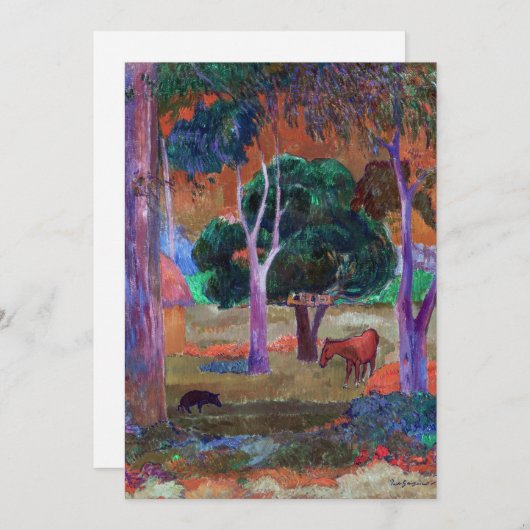 Paul Gauguin - Landschap met een Pig en een Paard Bedankkaart (Voorkant / Achterkant)