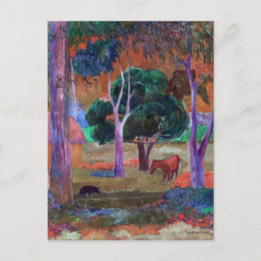 Paul Gauguin - Landschap met een Pig en een Paard Briefkaart (Voorkant)