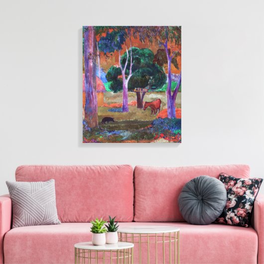 Paul Gauguin - Landschap met een Pig en een Paard Canvas Afdruk (Insitu (Woonkamer))