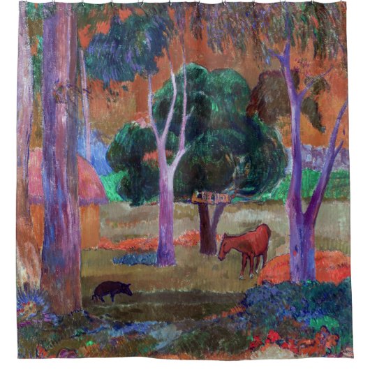 Paul Gauguin - Landschap met een Pig en een Paard Douchegordijn (Voorkant)