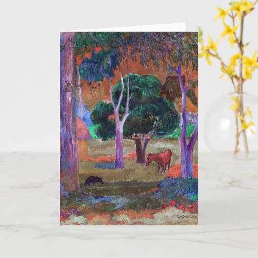 Paul Gauguin - Landschap met een Pig en een Paard Kaart (Gele Bloem)