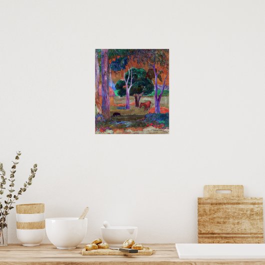 Paul Gauguin - Landschap met een Pig en een Paard Poster (Keuken)