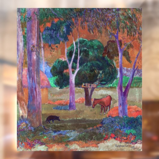 Paul Gauguin - Landschap met een Pig en een Paard Raamsticker (Vel 2)