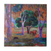 Paul Gauguin - Landschap met een Pig en een Paard Tegeltje (Voorkant)