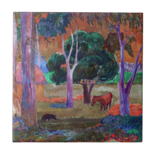 Paul Gauguin - Landschap met een Pig en een Paard Tegeltje