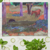 Paul Gauguin - Landschap met een Pig en een Paard Theedoek (Gevouwen)