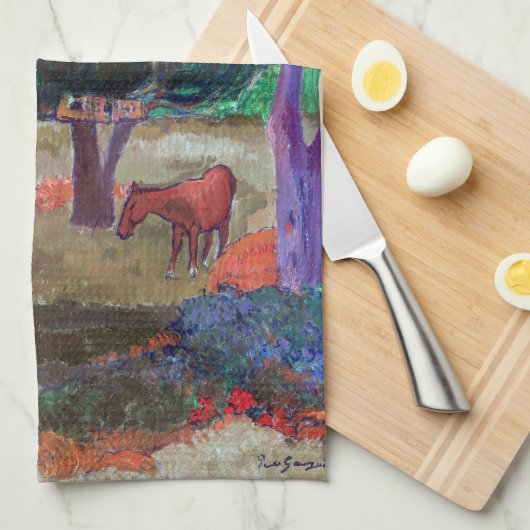 Paul Gauguin - Landschap met een Pig en een Paard Theedoek (Quarter Fold)