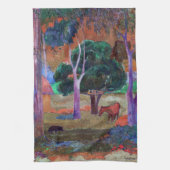 Paul Gauguin - Landschap met een Pig en een Paard Theedoek (Verticaal)