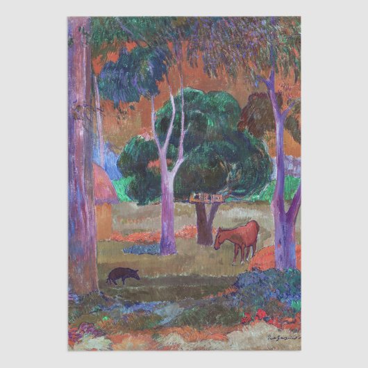 Paul Gauguin - Landschap met een Pig en een Paard Tissuepapier