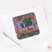 Paul Gauguin - Landschap met een Pig en een Paard Vierkante Sticker (Envelop)