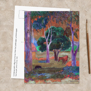 Paul Gauguin - Landschap met een varken en een paa Briefkaart