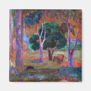 Paul Gauguin - Landschap met een varken en een paa Magneet