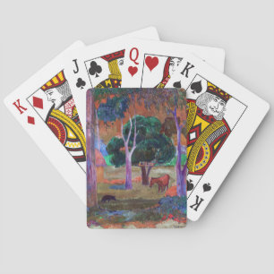 Paul Gauguin - Landschap met een varken en een paa Pokerkaarten