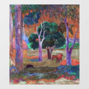 Paul Gauguin - Landschap met een varken en een paa Raamsticker