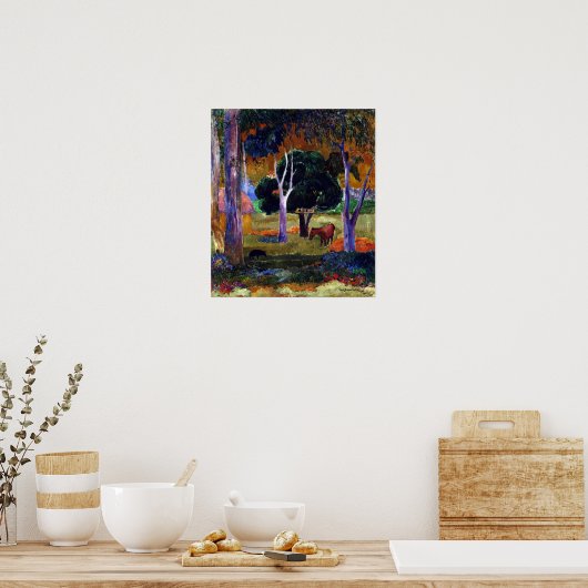 Paul Gauguin Landschap met een Varken en een Paard Poster (Keuken)