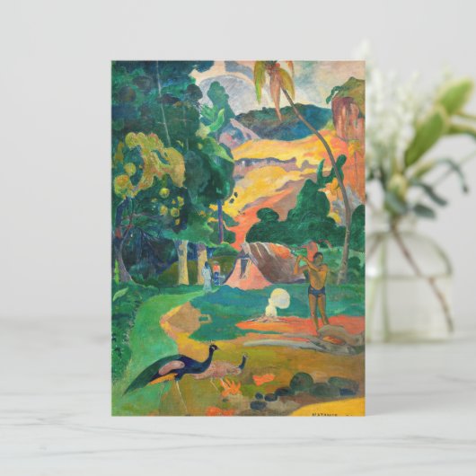 Paul Gauguin - Landschap met pauwen / Matamoe Bedankkaart (Staand voorkant)