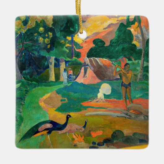 Paul Gauguin - Landschap met pauwen / Matamoe Keramisch Ornament (Voorkant)