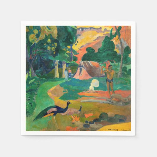 Paul Gauguin - Landschap met pauwen / Matamoe Servet (Voorkant)