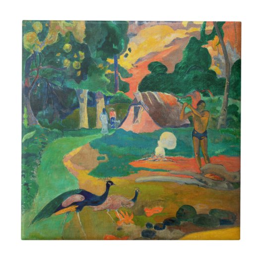 Paul Gauguin - Landschap met pauwen / Matamoe Tegeltje (Voorkant)