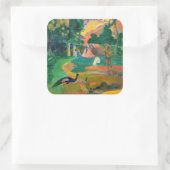 Paul Gauguin - Landschap met pauwen / Matamoe Vierkante Sticker (Tas)
