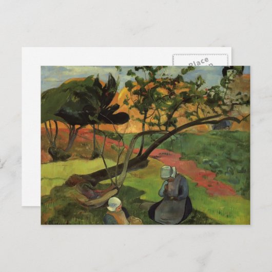 Paul Gauguin- Landschap met twee vrouwen die borst Briefkaart (Voorkant / Achterkant)