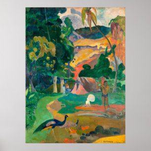 Paul Gauguin Matamoe, Landschap met pacocks Poster