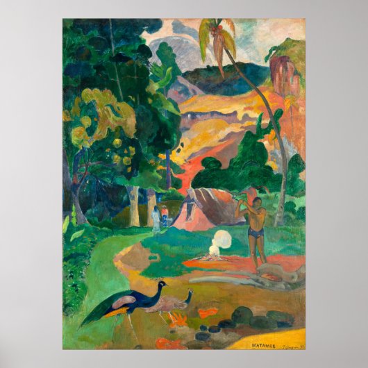 Paul Gauguin Matamoe, Landschap met pacocks Poster (Voorkant)