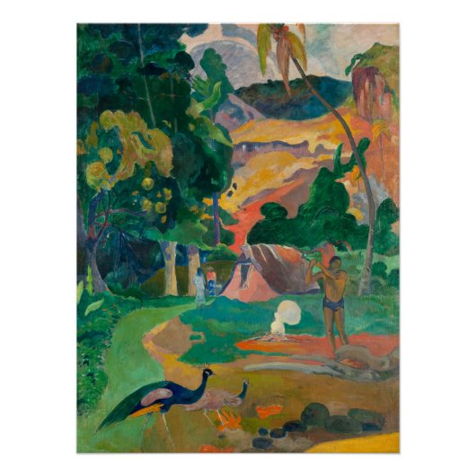 Paul Gauguin Matamoe Landschap met Peacocks Perfect Poster (Voorkant)
