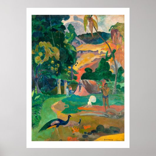 Paul Gauguin Matamoe, Landschap met Peacocks Post Poster (Voorkant)