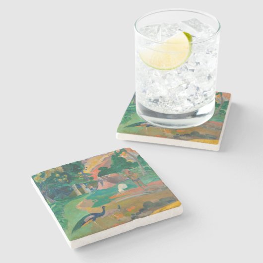 Paul Gauguin Matamoe Landschap met Peacocks Stenen Onderzetter (Zijkant)