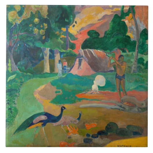 Paul Gauguin Matamoe Landschap met Peacocks Tegeltje (Voorkant)