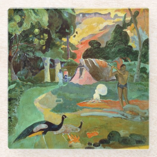 Paul Gauguin | Matamoe of landschap met voetganger Glazen Onderzetter (Voorkant)