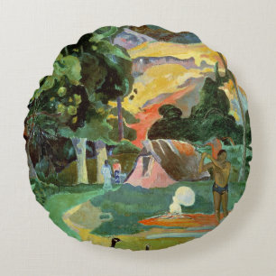 Paul Gauguin Matamoe of landschap met voetganger Rond Kussen