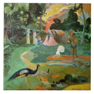 Paul Gauguin   Matamoe of landschap met voetganger Tegeltje