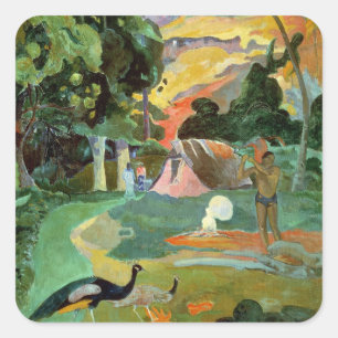 Paul Gauguin   Matamoe of landschap met voetganger Vierkante Sticker