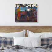 Paul Gauguin | Onder de Pandanus, 1891 (olie op ca Canvas Afdruk (Insitu (Slaapkamer))