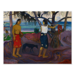 Paul Gauguin - onder de pandanus Foto Afdruk