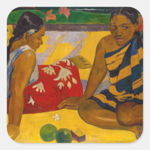 Paul Gauguin - Parau Api / Wat is er Nieuw? Vierkante Sticker
