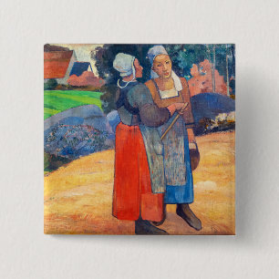 Paul Gauguin - Paysannes Breton Vierkante Button 5,1 Cm