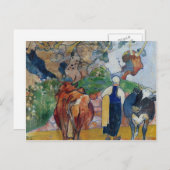 Paul Gauguin-Peasant Woman and Cows in a Landscape Briefkaart (Voorkant / Achterkant)