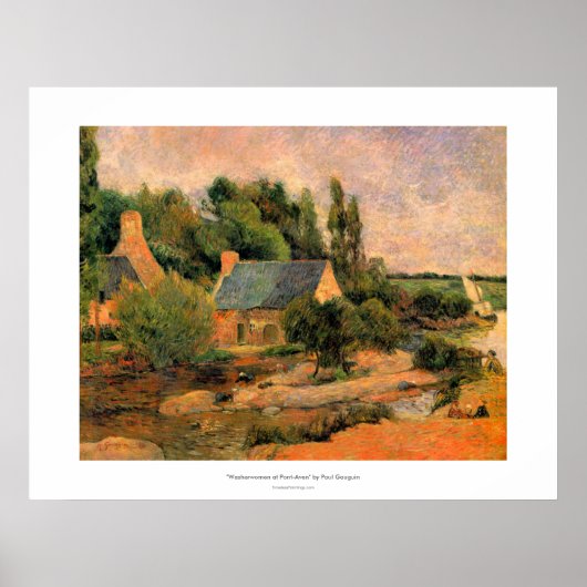Paul Gauguin schilderij Washerwomen at Pont-Aven a Poster (Voorkant)